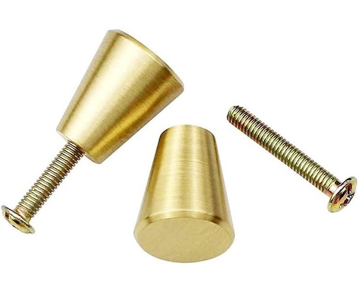 4 Pieces Solid Brass Cabinet Knobs Brushed Brass Cabinet Knobs Round Single Carousel 5