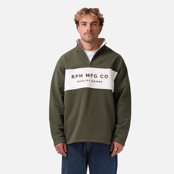 RPM 90s 1/4 Zip Sweater - Olive/White Carousel 1