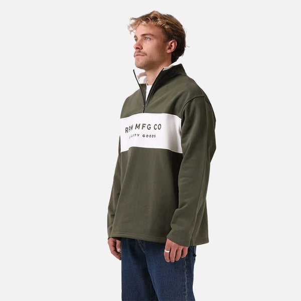 RPM 90s 1/4 Zip Sweater - Olive/White Carousel 2