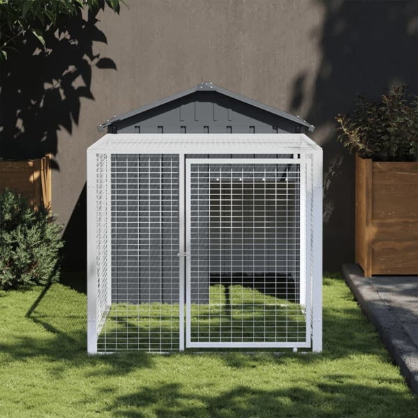 Chicken Cage With Run Anthracite 117x201x123 Cm Galvanised Steel Oixtpt Carousel 1