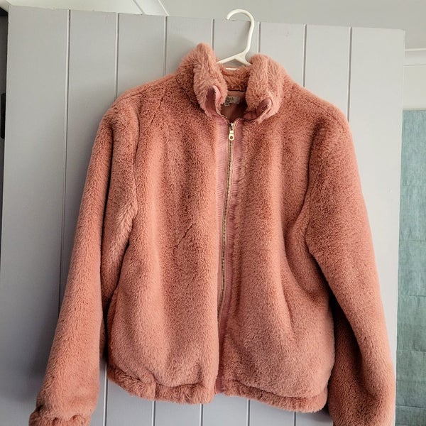 Pink fluffy coat - near NEW Carousel 1