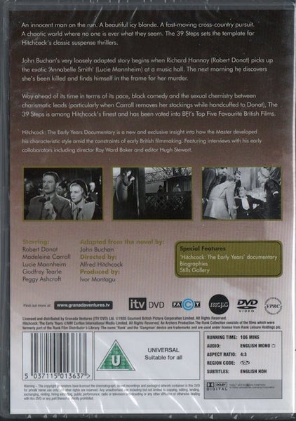 Alfred Hitchcock - The 39 Steps [DVD] [Remastered] +Doc &Xtra! Special Ed!SEALED64196314026882112