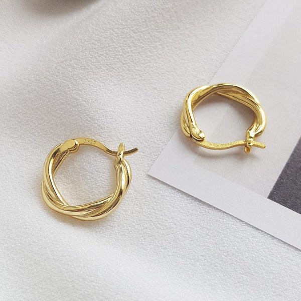 925 Sterling Silver Gold Plated Twisted Hoop Earrings | 16mm | Gift Boxed63617625397762111