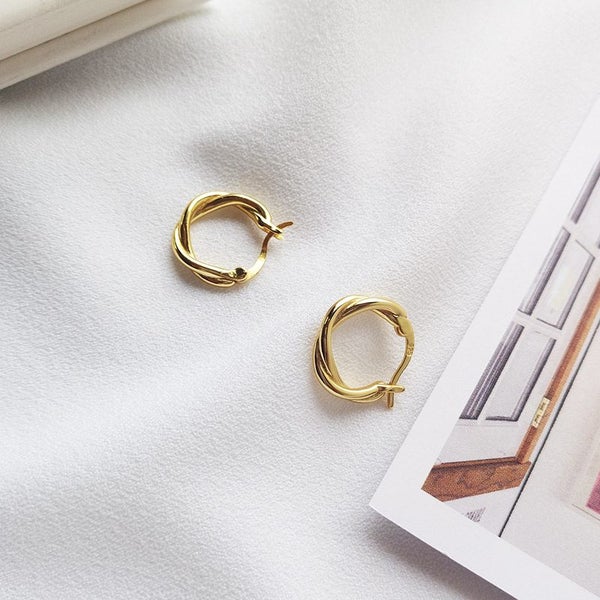 925 Sterling Silver Gold Plated Twisted Hoop Earrings | 16mm | Gift Boxed63617625397762112