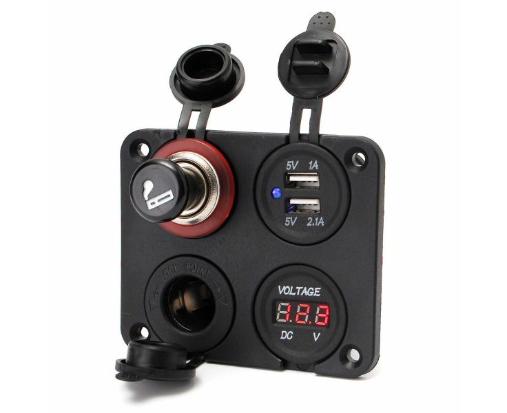 12V-24V Car Dual Lighter Plug Socket+Dual USB Port Charger+Voltmeter Carousel 2