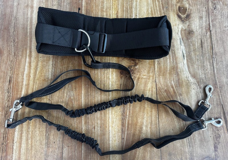 Hands free Dog lead running belt - single & double, Waist bag, shock absorbing Carousel 12