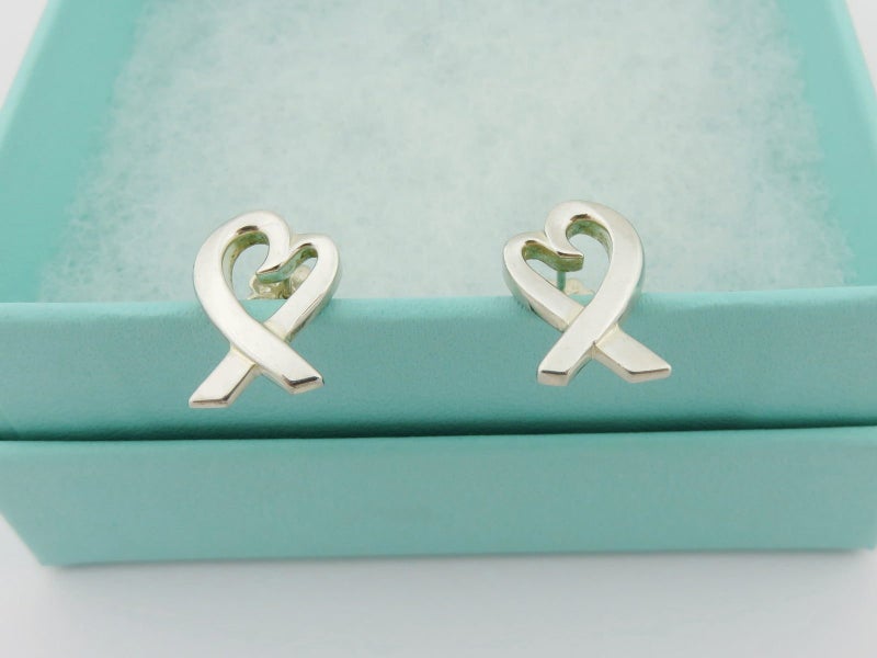TIFFANY & CO Sterling Silver Large Loving Heart Earrings Carousel 2