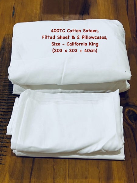 California King, 100% Cotton Sateen Fitted Sheet and Pillowcases, 400 TC Carousel 1