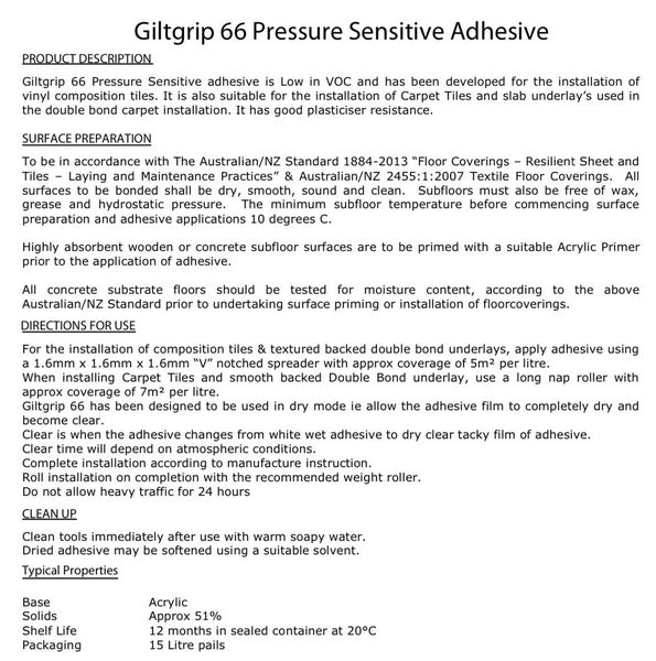GILTGRIP 66 Pressure Sensitive (Carpet Tile’s Glue) Carousel 2