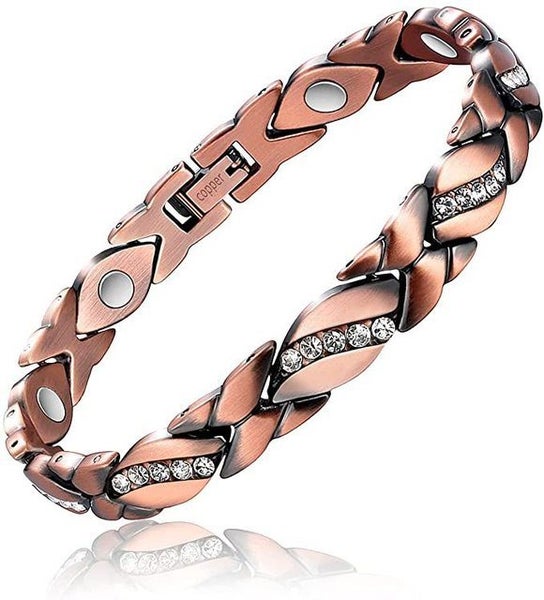 Womans Magnetic Bracelet - Copper Stones #553-3 Carousel 1