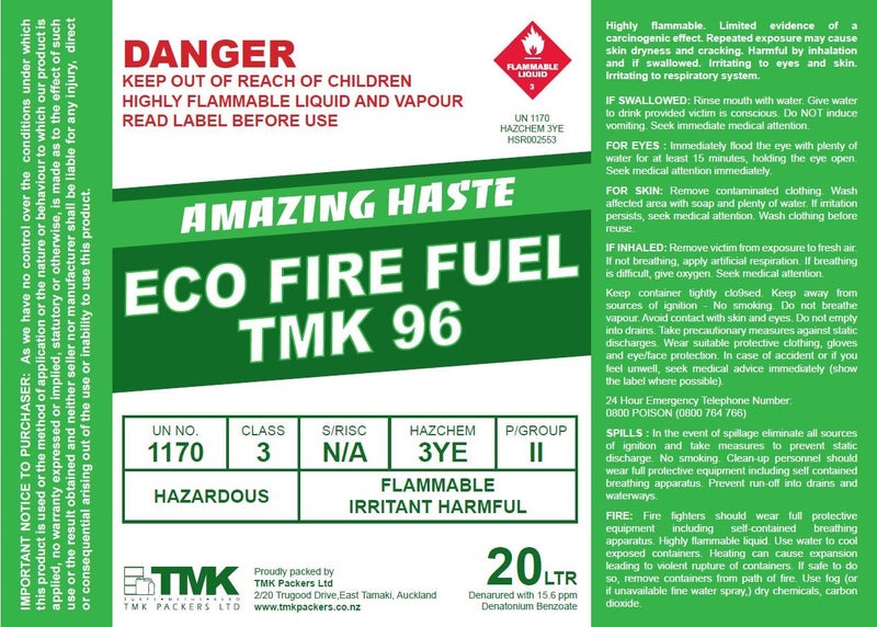 ECO FIRE FUEL ( ETHANOL) 20LT PAIL Carousel 1