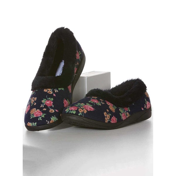 oh so cosy - Aurora Slipper - Navy Floral - Size 9 Carousel 1