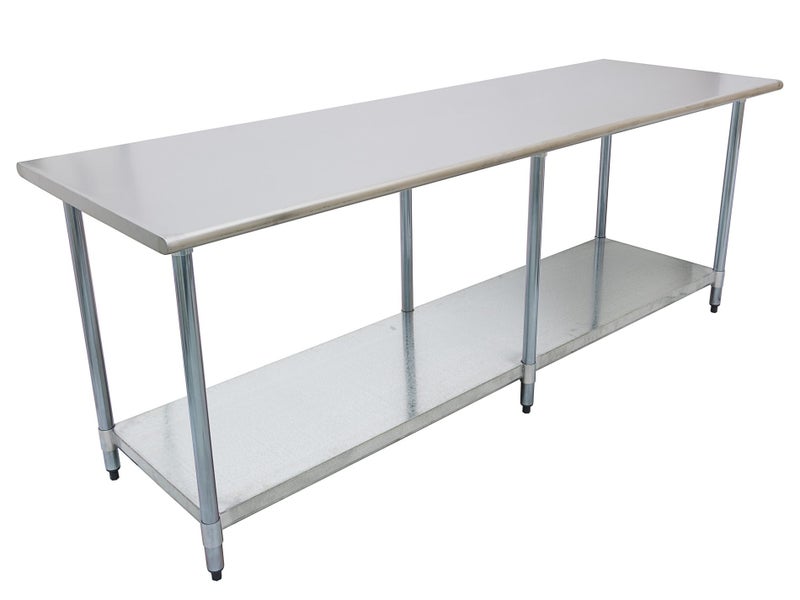 2.4m Stainless Steel Commercial Kitchen Worktop Bench Counter with Lower Shelf Carousel 1