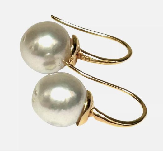 9.3 x 9.8mm Indonesian Silver White Pearl Hook .925 Earrings Carousel 1