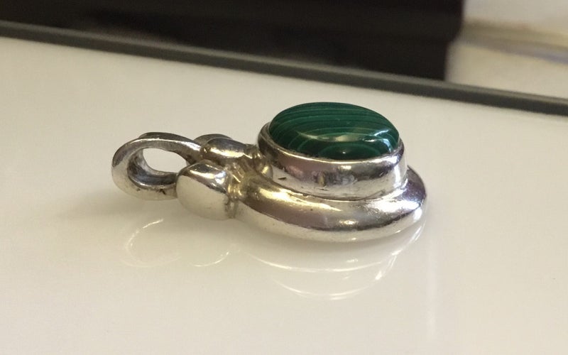 Sterling Silver & Malachite VINTAGE Pendant Carousel 6