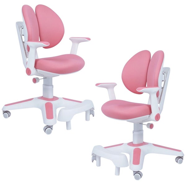 2x Ergonomic Children Kids Study Chairs Height Adjustable - Pink Carousel 1