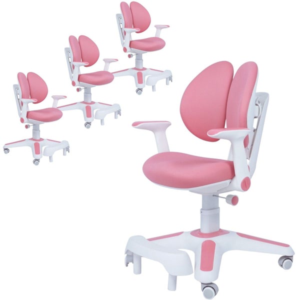 4x Ergonomic Children Kids Study Chairs Height Adjustable - Pink Carousel 1
