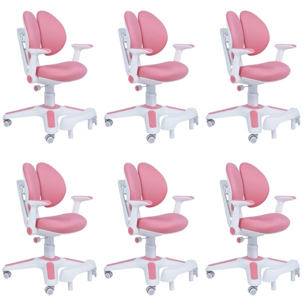 6x Ergonomic Children Kids Study Chairs Height Adjustable - Pink Carousel 1