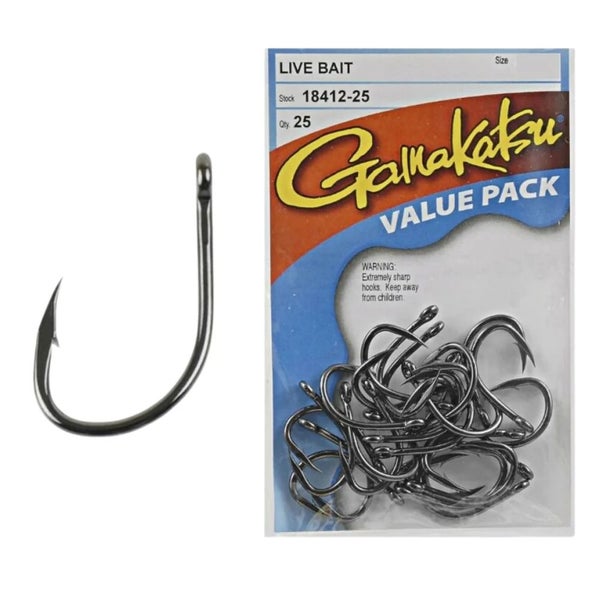 Gamakatsu Live Bait Fishing Hooks 25 Pack Sizes 1 to 12/0 Carousel 1