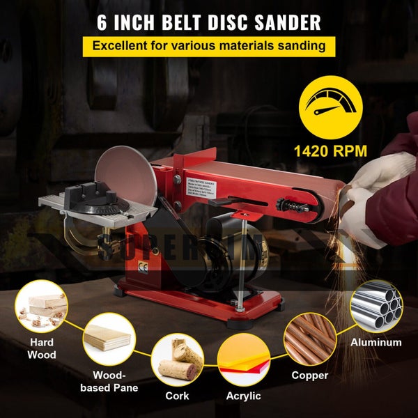 Belt Sander 4"x36", 6" Disc Sander 375W Grinder Linisher Bench Sanding Machine Carousel 2