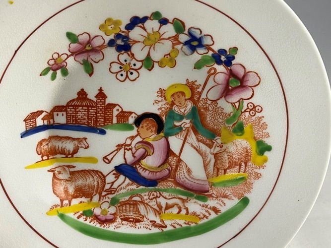 Vintage Transfer Ware Sheperd Boy With Sheep Small Bowl Carousel 1