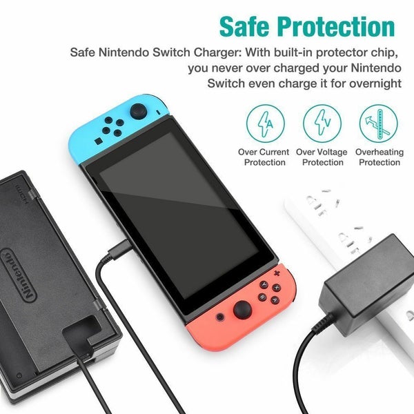 For Nintendo Switch AC Power Supply Adapter Home Wall Travel Charger Cable 2.4A Carousel 2