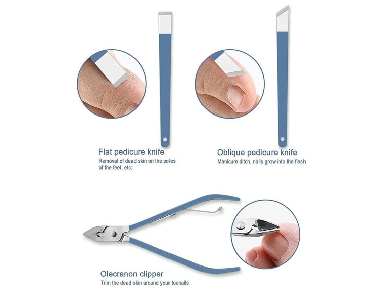 16Pcs Manicure Foot Scrubber Pedicure Nail Clippers Kit Blue Carousel 7