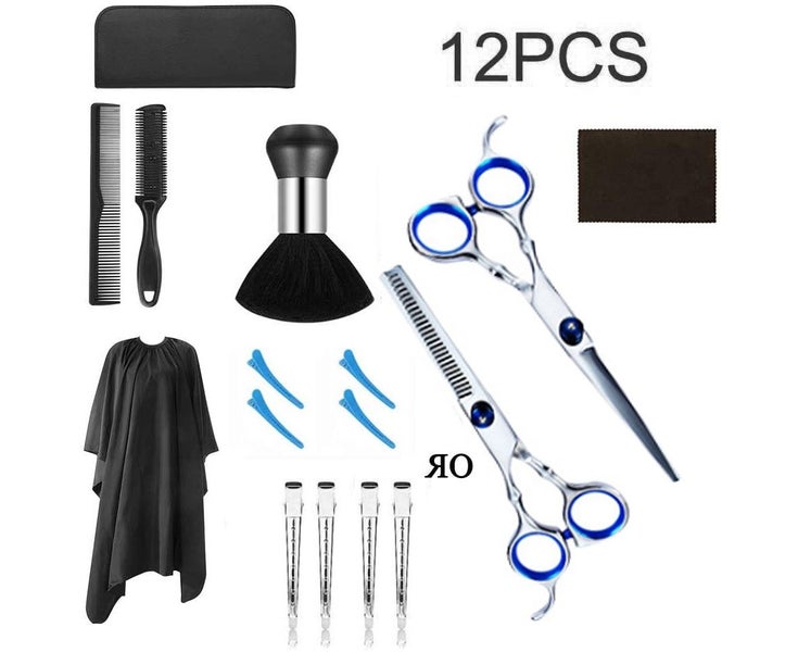 12 PCS Hair Scissors Set Hairdressing Scissors Stainless Steel Hair Cutting Carousel 1