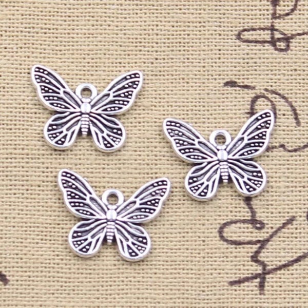 5pce Butterfly Charms Silver Tone 14x18mm Carousel 1