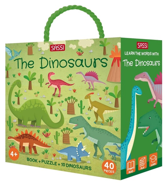 Sassi Learn The Words with Dinosaurs 3D Puzzle and Book Set Carousel 1