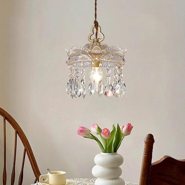 Vintage Crystal Chandelier Pendant Light, Vintage Glass Pendant Light Carousel 1