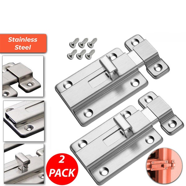 2Pcs Stainless Steel Latch Sliding Silver Doors Lock Keyless Door Bolt For Doors Carousel 1