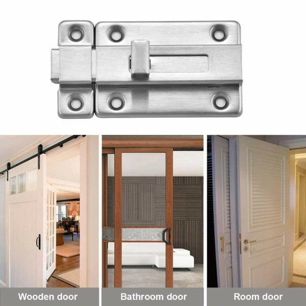 2Pcs Stainless Steel Latch Sliding Silver Doors Lock Keyless Door Bolt For Doors Carousel 11