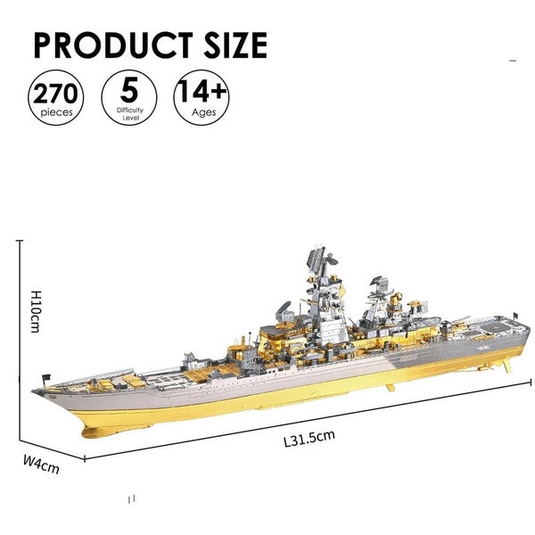 3d Metal Puzzle -russian Battlecruiser Pyotr Diy Jigsaw Toy Model Building Ki... Carousel 2