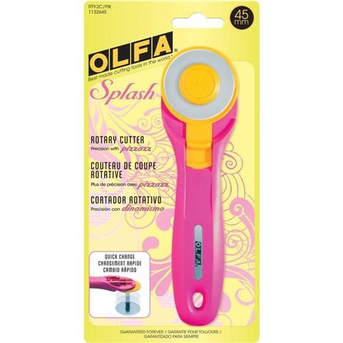 OLFA Splash Rotary Cutter 45mm - Fairy Floss Pink Carousel 1