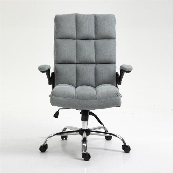 Soft Linen Home Ergonomic Swivel Adjustable Tilt Angle And Flip-up Arms Offic... Carousel 2