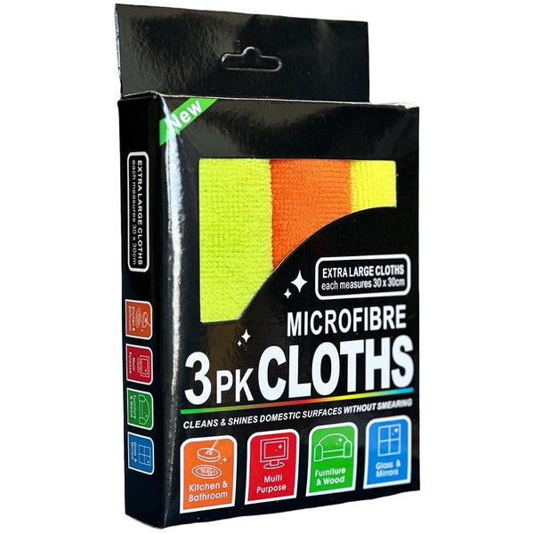 Microfibre Cloths 3pk 30x30cm Carousel 1