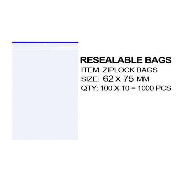 Resealable Ziplock Bages 62x75mm - Pack of 1000 Carousel 1