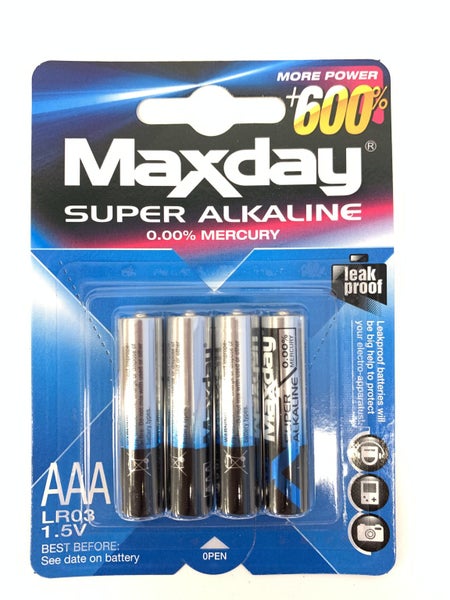 4pc AAA ALKALINE Battery MAXDAY 1.5 Volt LR03 Carousel 1