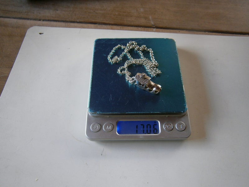 STG.SILV. ORNATE BOOT-HOUSE PENDANT ON STG. BELCHER CHAIN 17gms Carousel 9