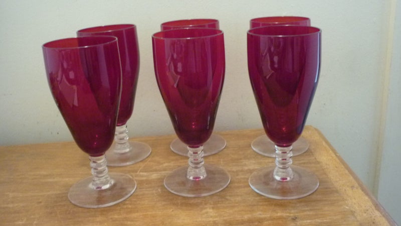 SET OF 6 DARK RED GLASSES Carousel 2