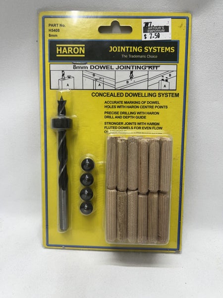 Haron Dowel Jointing Kit - 8mm - Drill bit, Depth Stops, Centre points & Dowels! Carousel 1