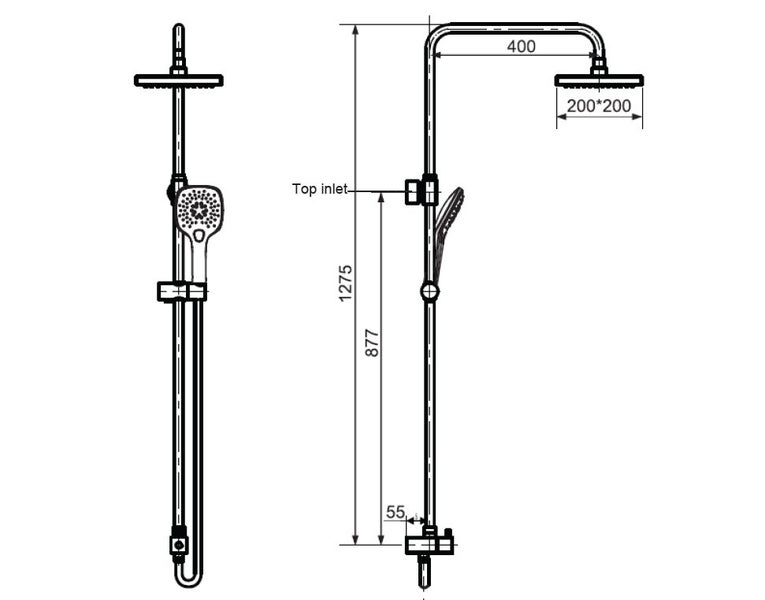 CYGNET COLUMN SHOWER SQUARE 3 FUNCTION CHROME Carousel 3