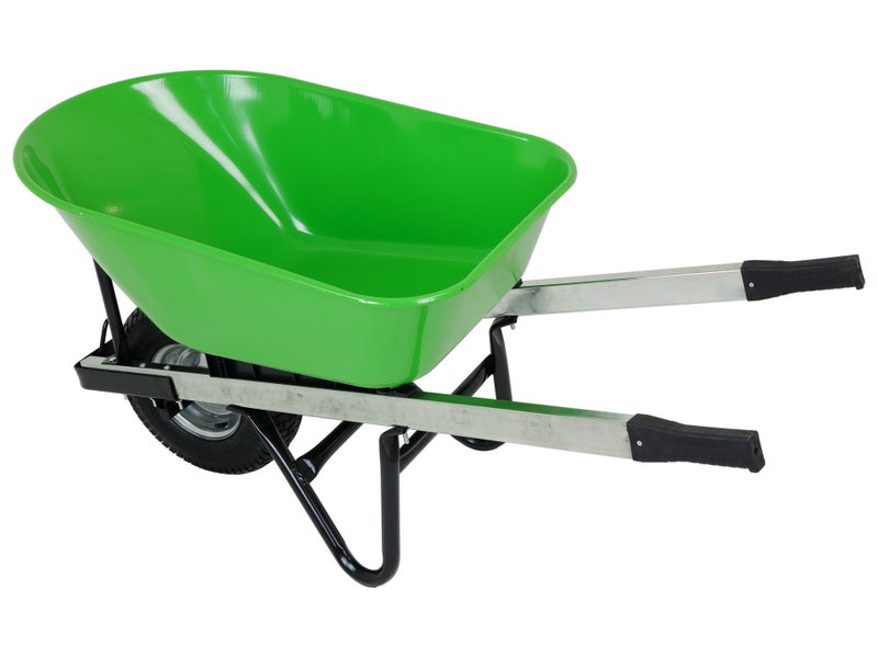 110L Wheelbarrow with Heavy Duty Green Metal Tray - 200kg Load Carousel 2