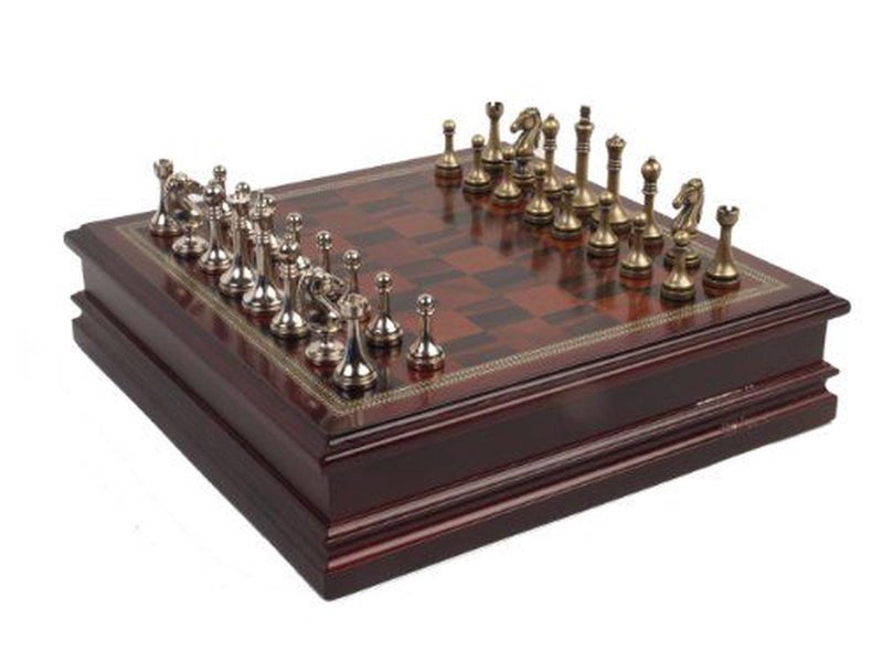 Classic Game Collection Metal Chess Set With Deluxe Wood Board and Storage - 2.5 Carousel 1