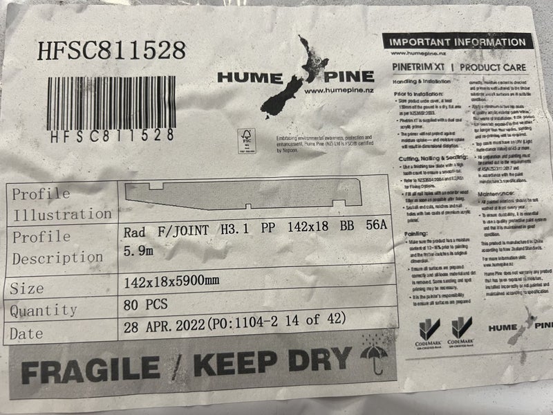 PINETRIM XT- 142 X 18 H3.1 FJ PP BEVEL BACK W/BOARD 1 PACK- 472M Carousel 2