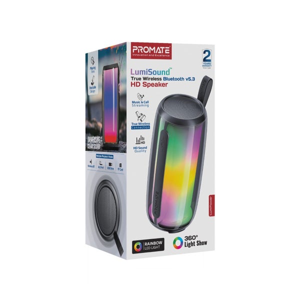 PROMATE 8W Wireless HD Bluetooth Portable Speaker with LED Lighting. Built-in 22 Carousel 2