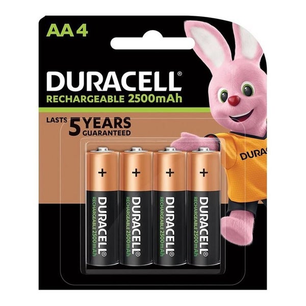 DURACELL AA Rechargeable Battery (2500 Mah). Pack of 4 Carousel 1