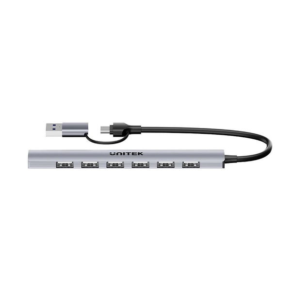 UNITEK 7-in-1 USB Multi-port Super Slim Hub with USB-C & A Connectors. Includes Carousel 2
