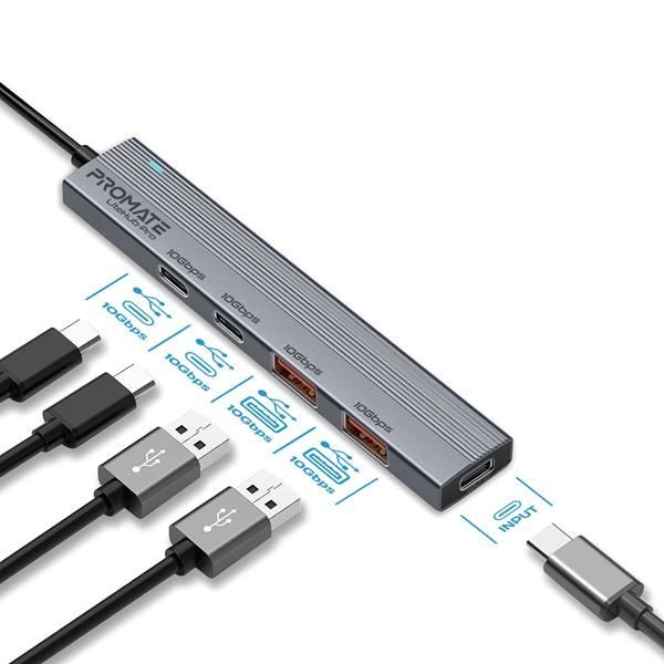 PROMATE 4-in-1 USB Multi-Port Ultra Compact Hub with USB-C Connector. Includes 2 Carousel 1